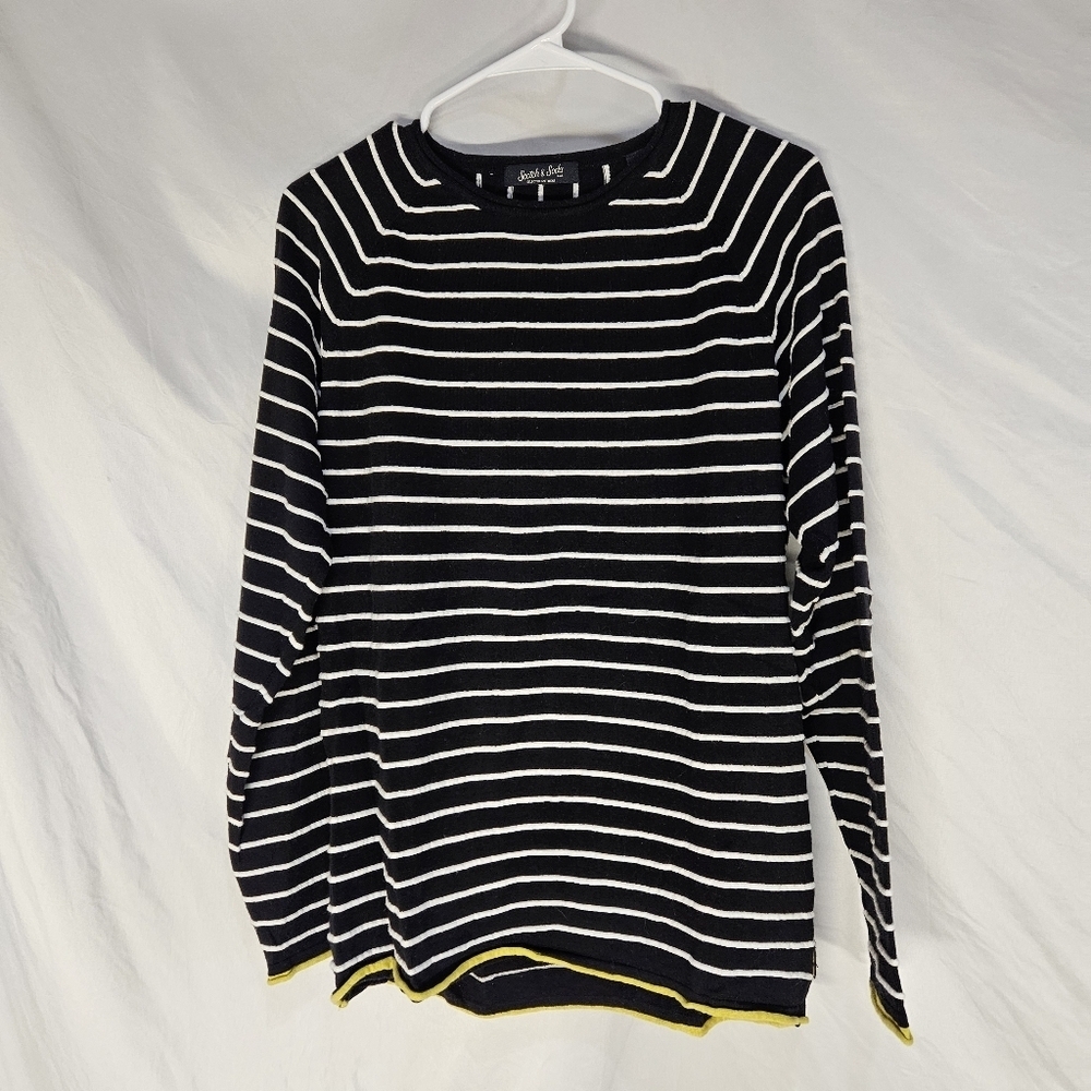 Scotch & Soda Mens Jumper Striped Black And Whitr Shirt Size Medium
